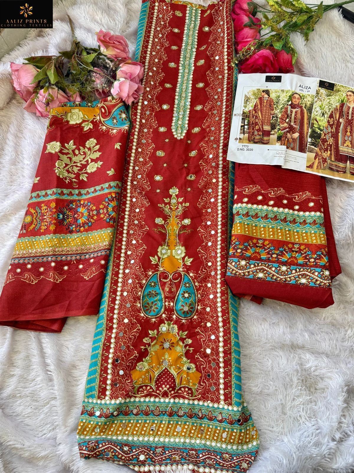 Aliza Vol 1 Embroidery Collection Aaliz Prints Cotton Karachi Salwar Suits Supplier India