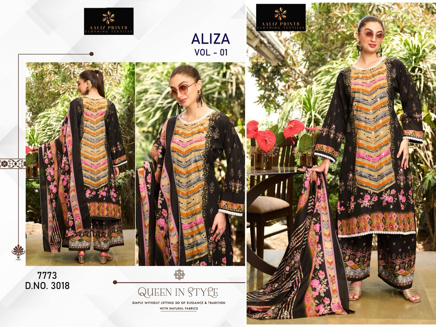 Aliza Vol 1 Embroidery Collection Aaliz Prints Cotton Karachi Salwar Suits Supplier India