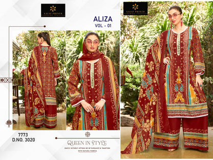 Aliza Vol 1 Embroidery Collection Aaliz Prints Cotton Karachi Salwar Suits Supplier India