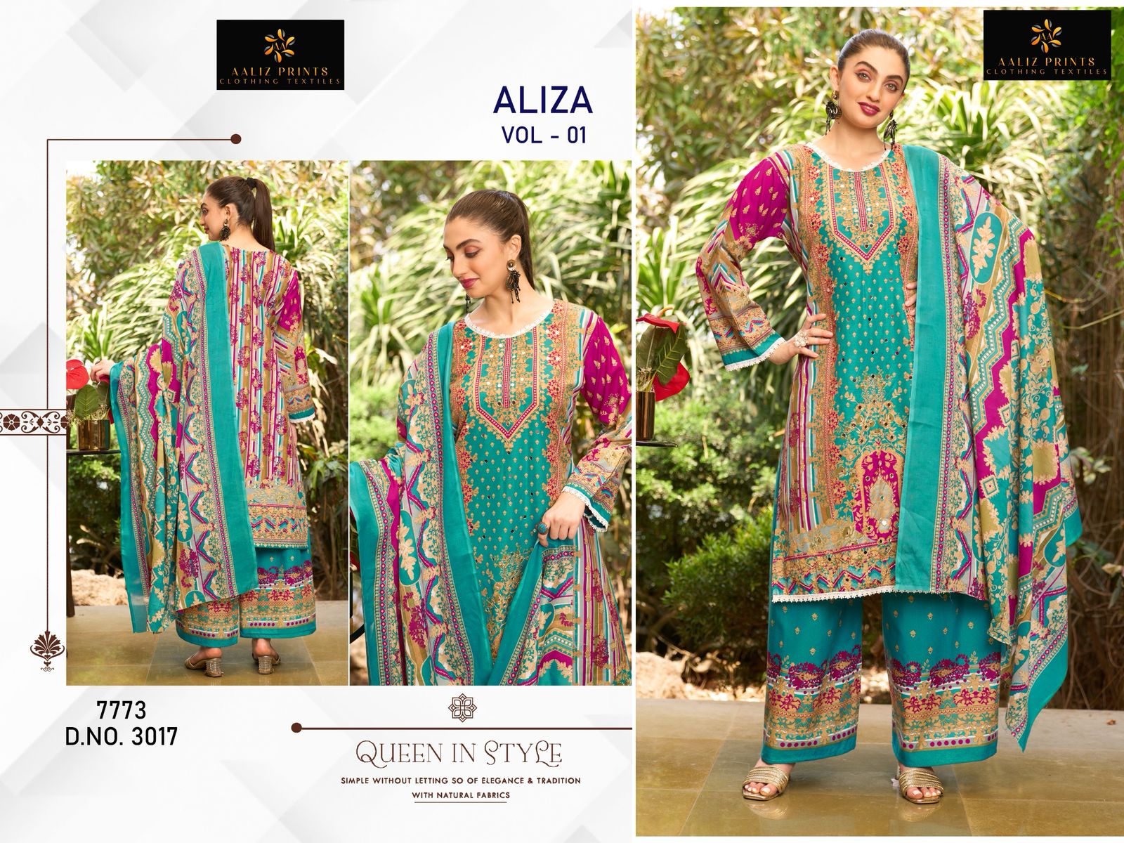 Aliza Vol 1 Embroidery Collection Aaliz Prints Cotton Karachi Salwar Suits Supplier India