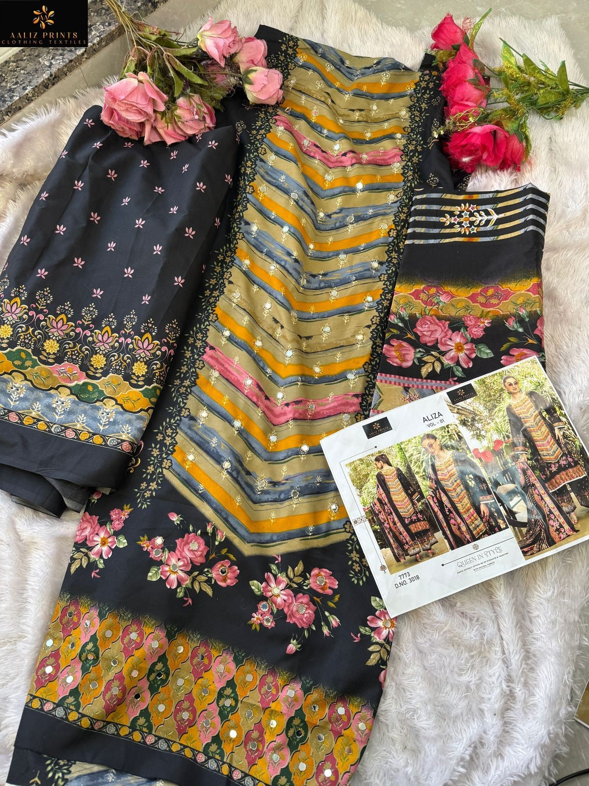 Aliza Vol 1 Embroidery Collection Aaliz Prints Cotton Karachi Salwar Suits Supplier India