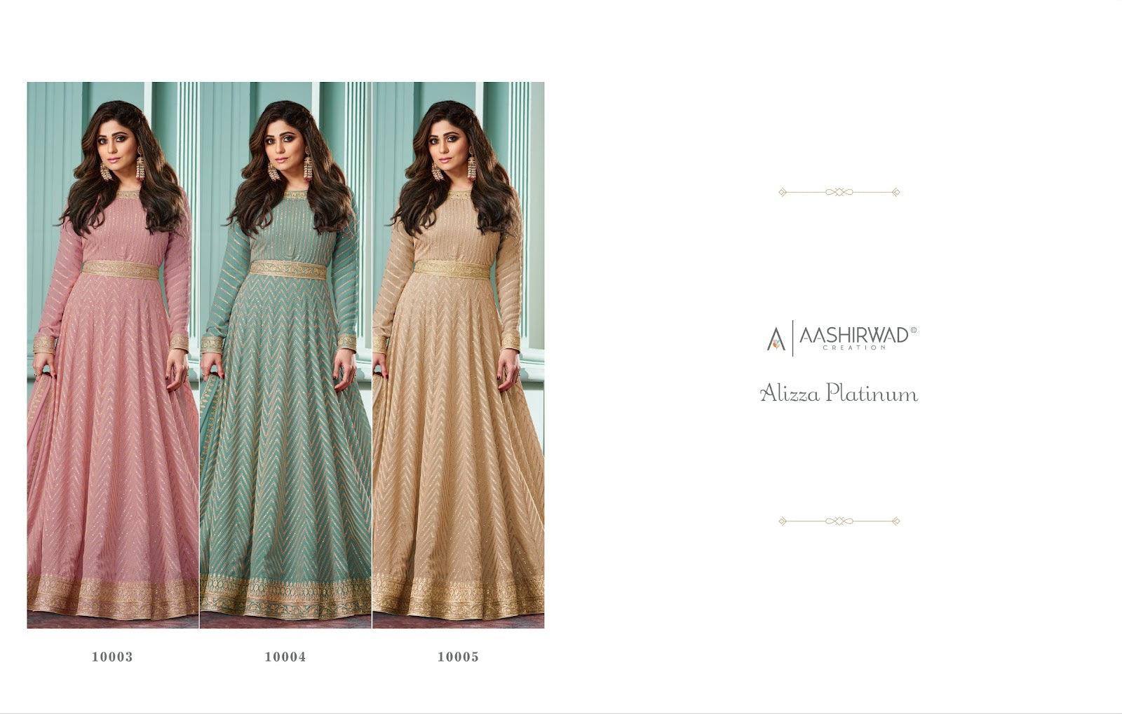 Alizza Platinum Aashirwad Creation Georgette Gown Dupatta Set Supplier India