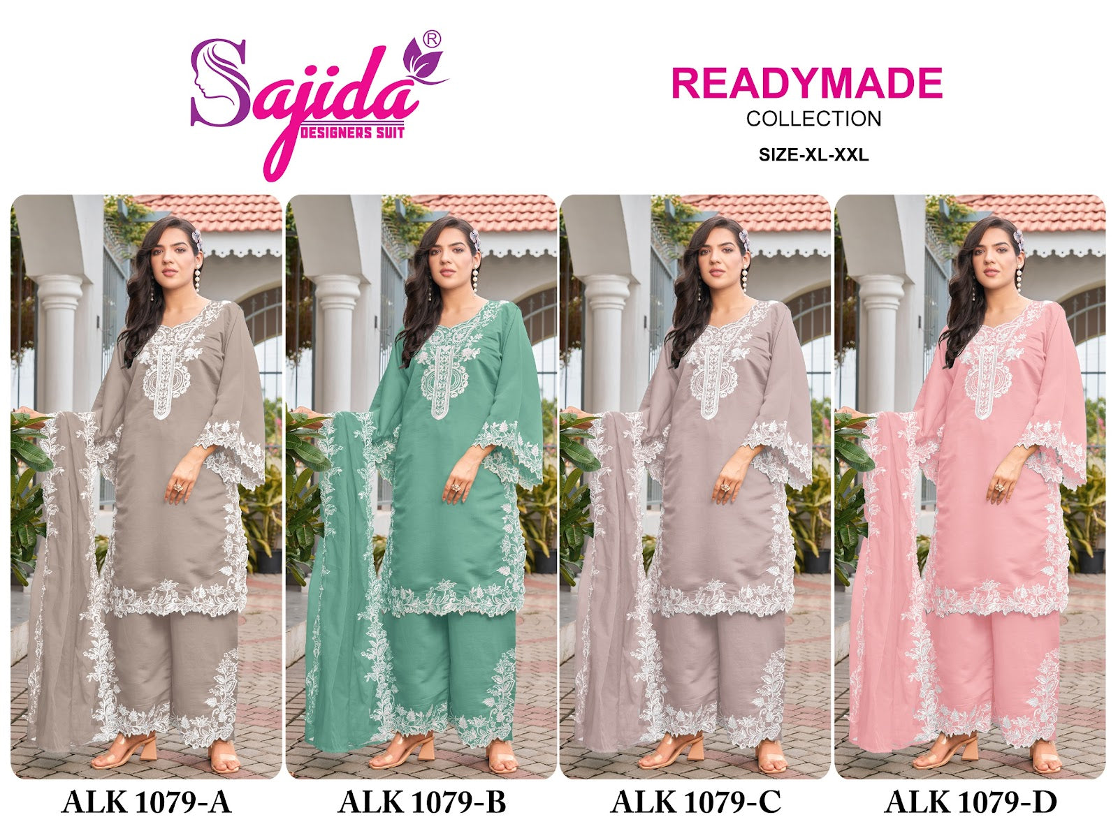 Alk 1079 Sajida Roman Silk Pakistani Readymade Suits Exporter