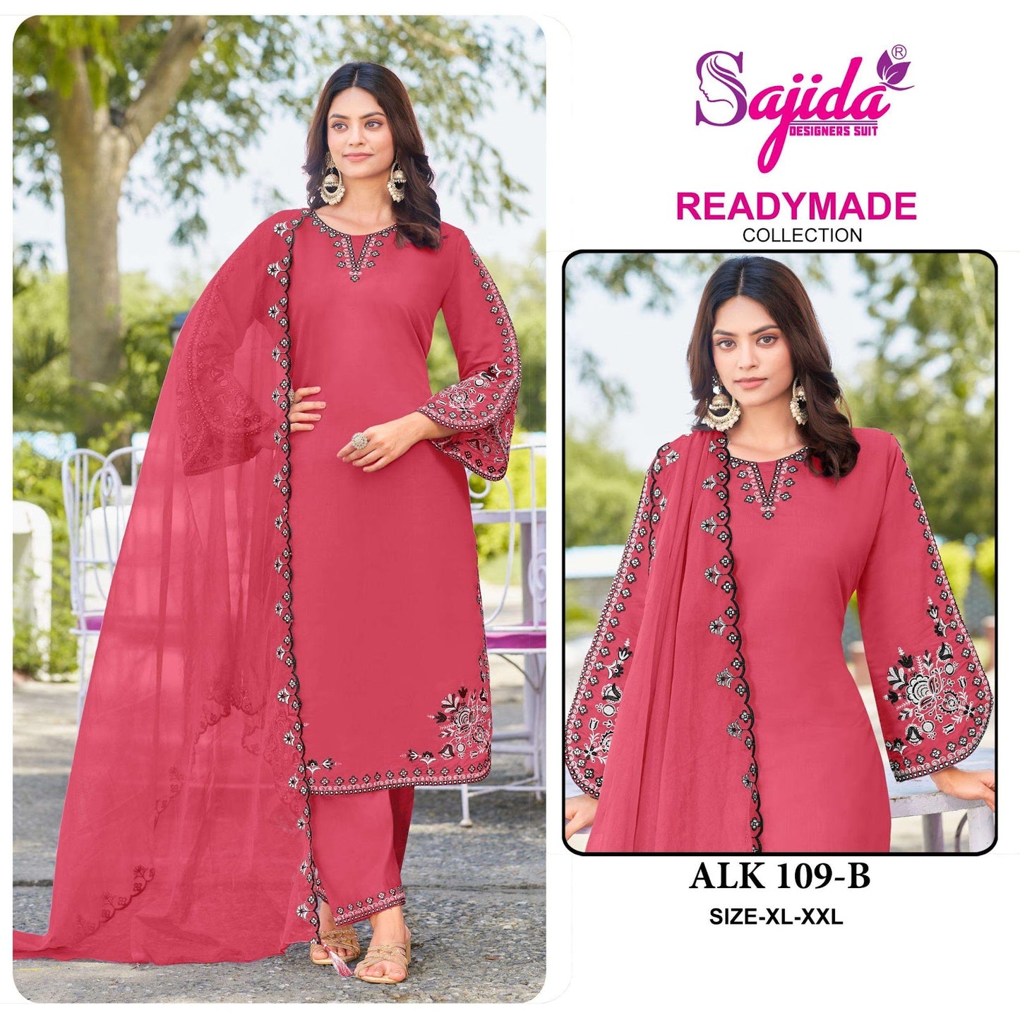 Alk 109 Sajida Roman Silk Pakistani Readymade Suits Wholesaler
