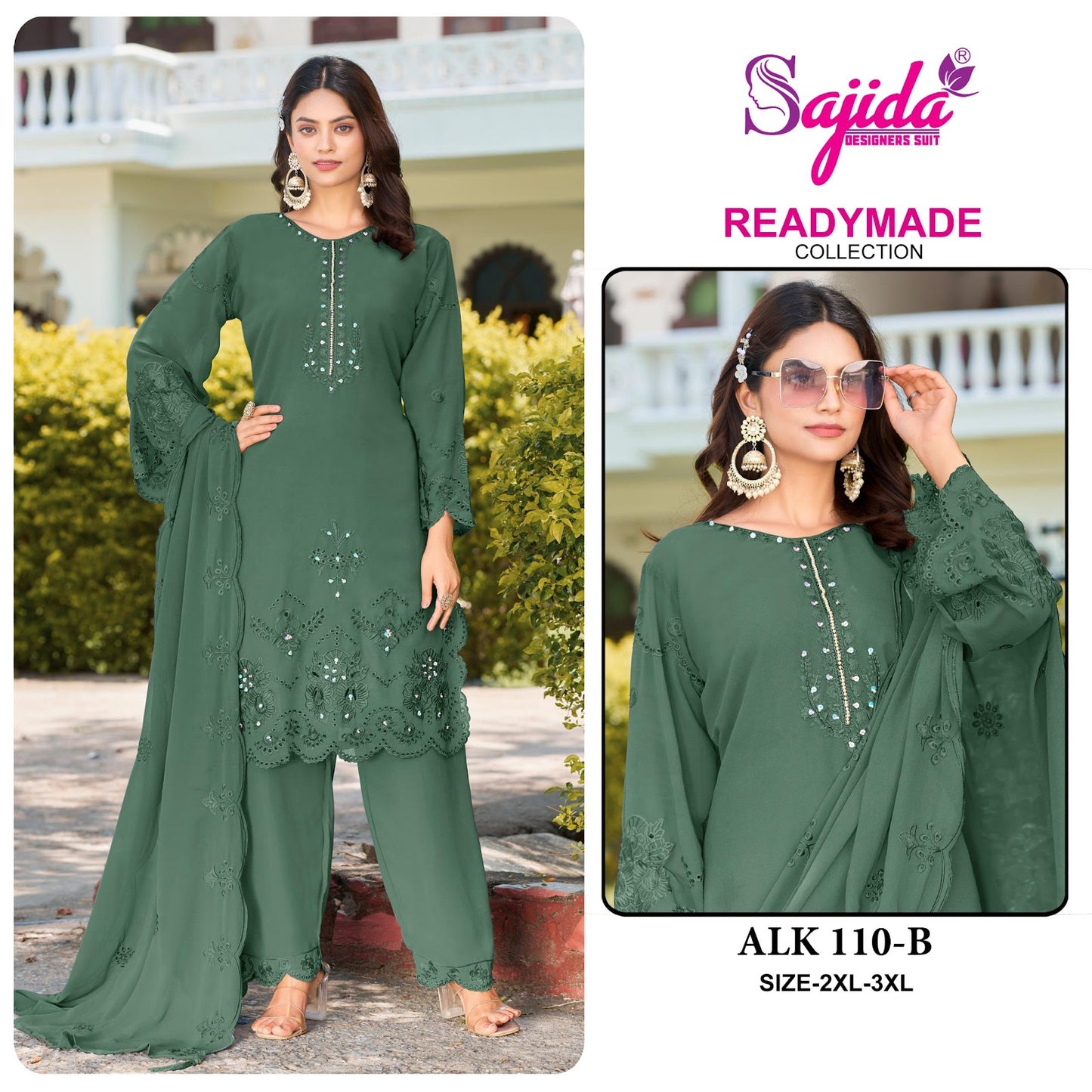 Alk 110 Sajida Georgette Pakistani Readymade Suits Manufacturer India