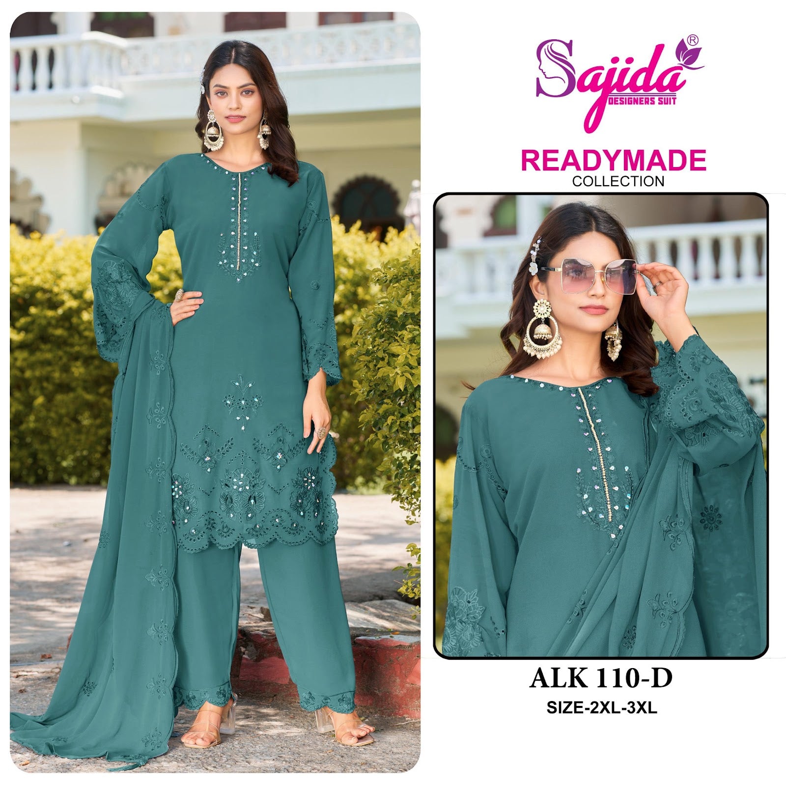 Alk 110 Sajida Georgette Pakistani Readymade Suits Manufacturer India