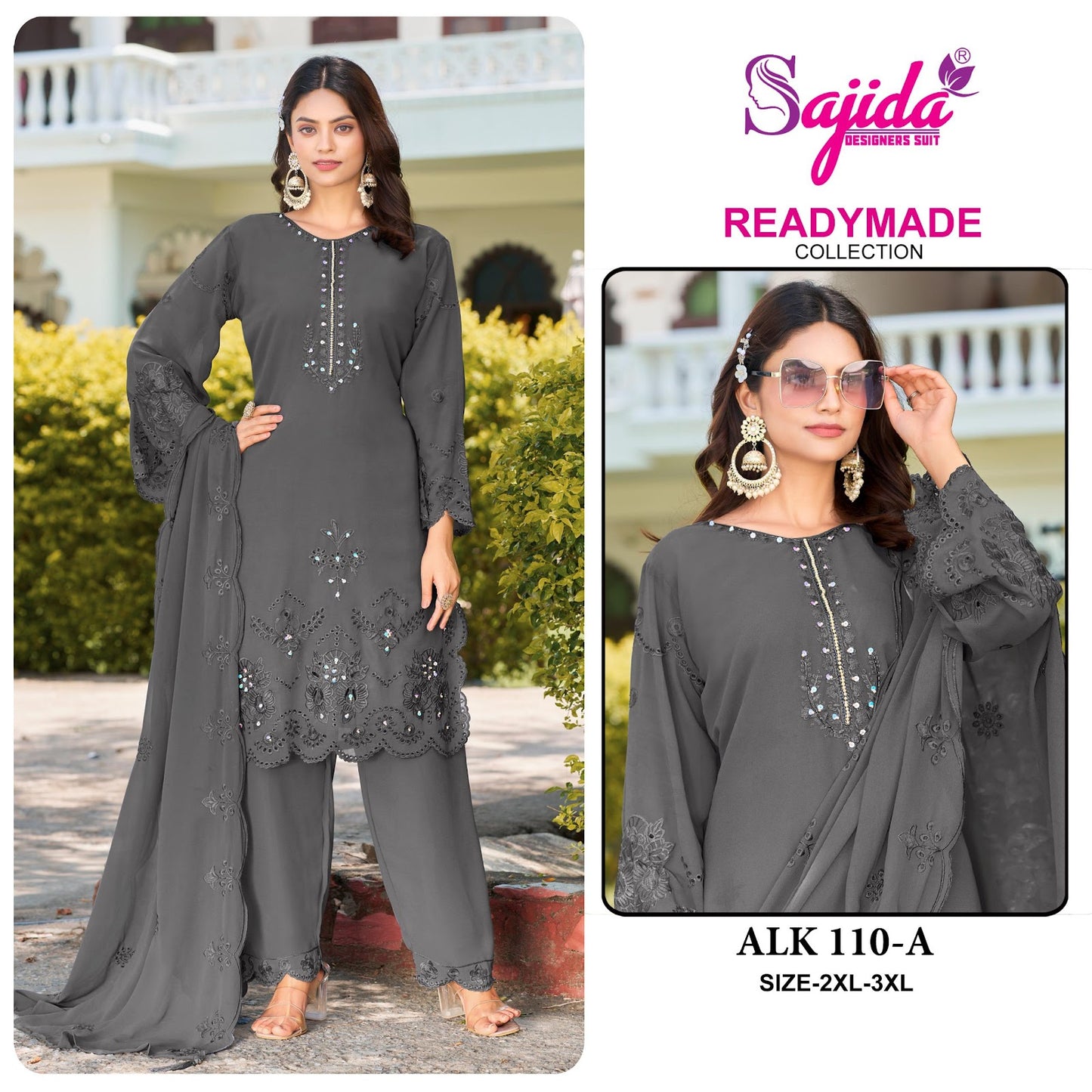 Alk 110 Sajida Georgette Pakistani Readymade Suits Manufacturer India