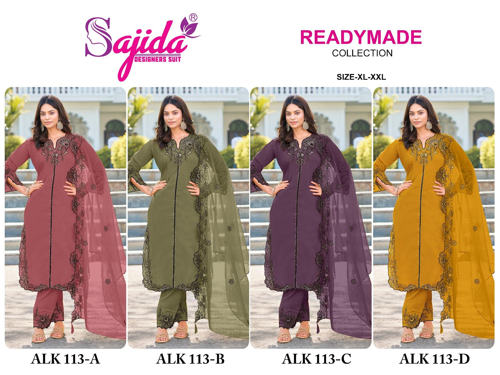Alk 113 Sajida Roman Silk Pakistani Readymade Suits Wholesale Rate