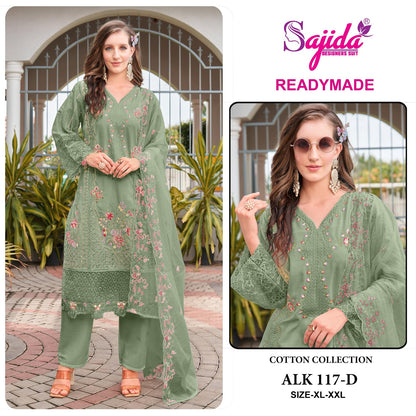 Alk 117 Sajida Cambric Cotton Pakistani Readymade Suits Exporter India