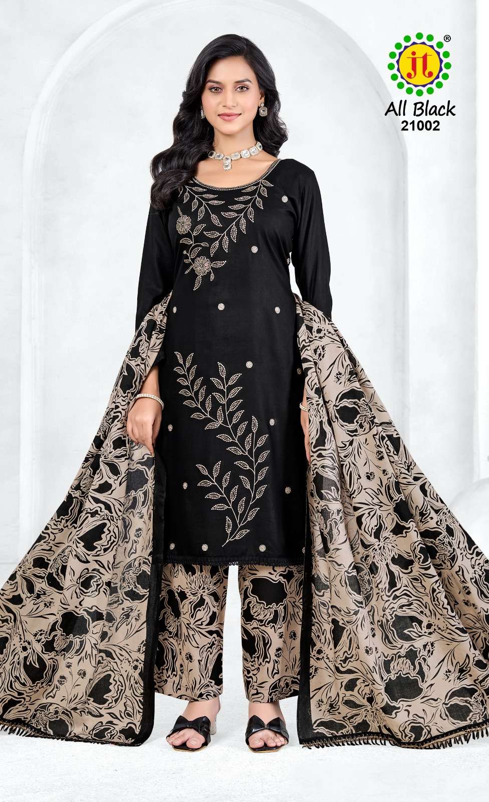 All Black Vol 21 Jt Rayon Plazzo Style Suits Manufacturer Ahmedabad