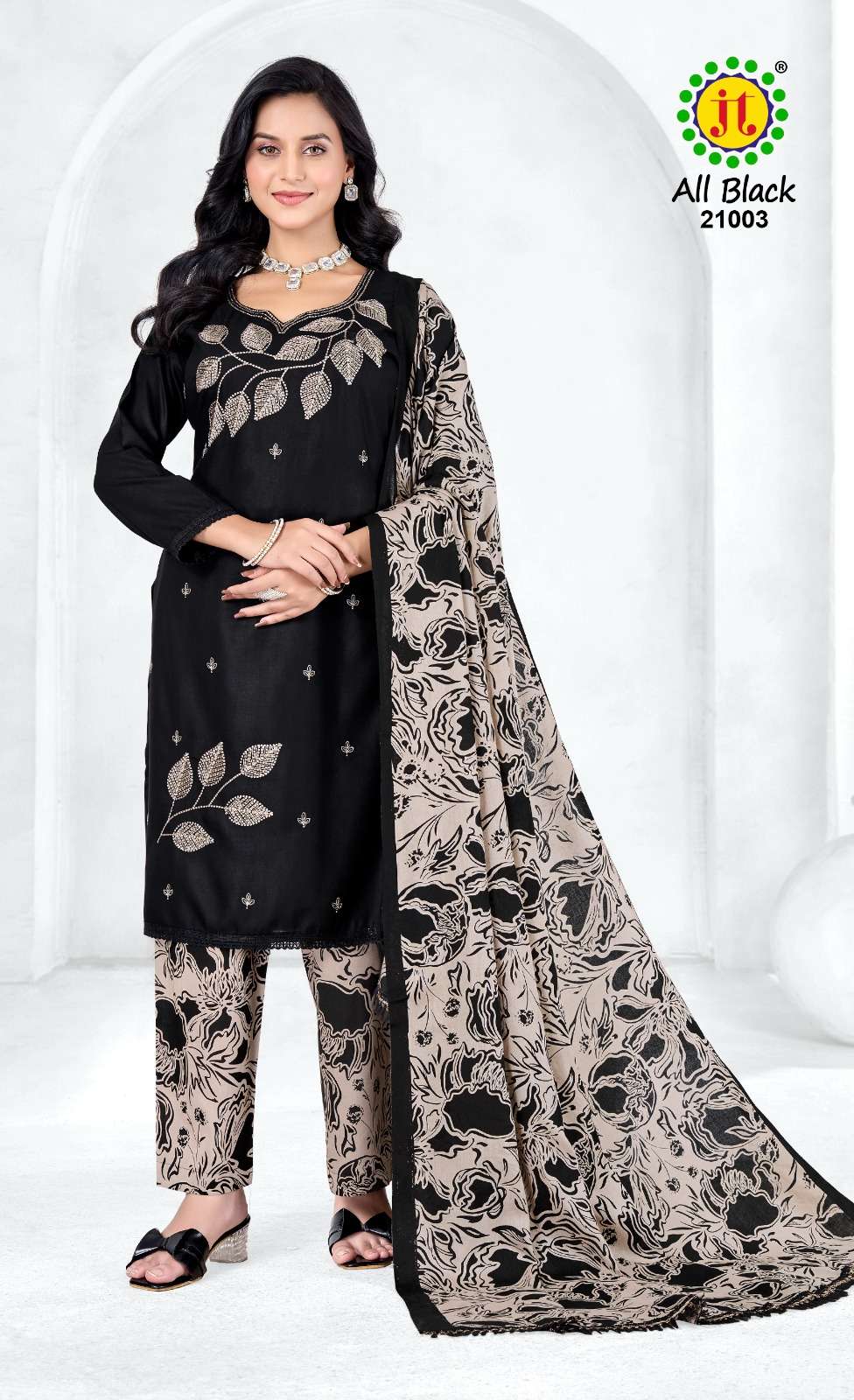 All Black Vol 21 Jt Rayon Plazzo Style Suits Manufacturer Ahmedabad