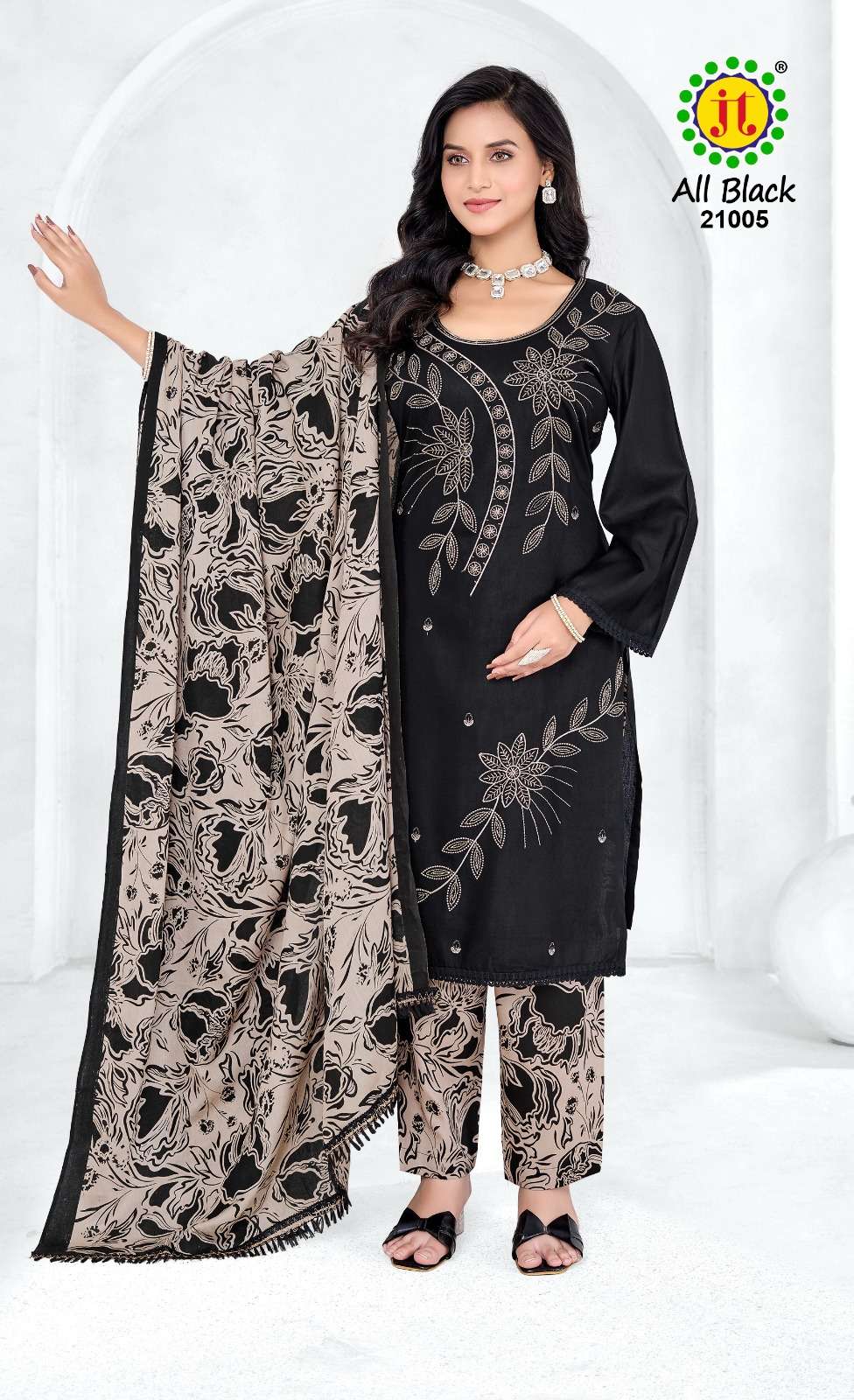 All Black Vol 21 Jt Rayon Plazzo Style Suits Manufacturer Ahmedabad