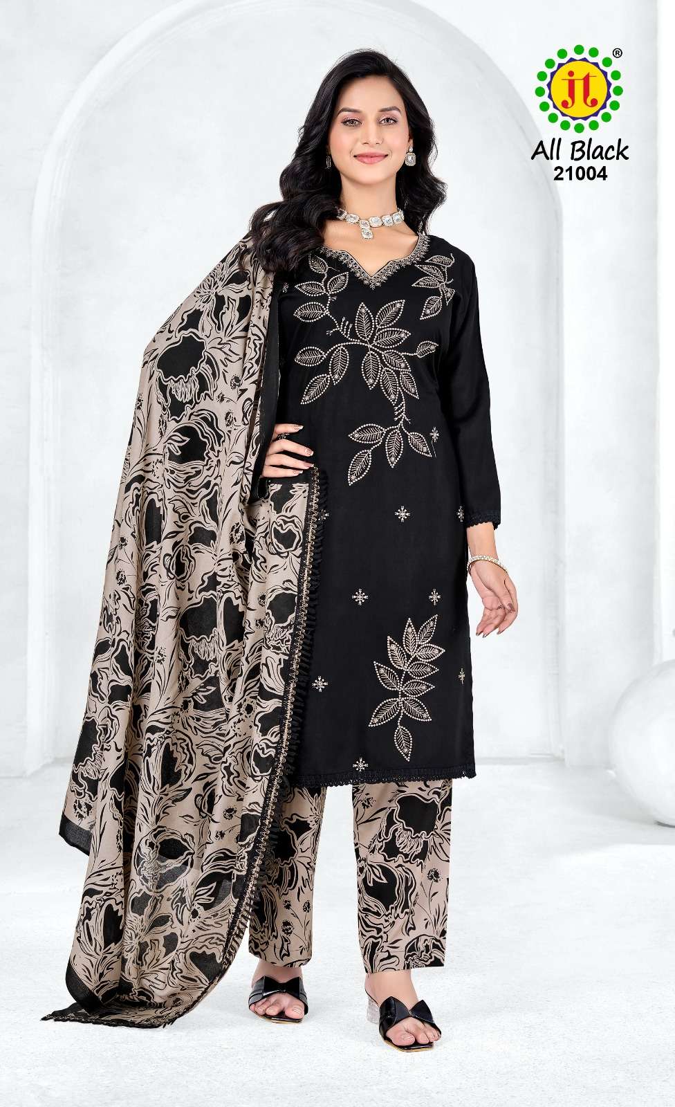 All Black Vol 21 Jt Rayon Plazzo Style Suits Manufacturer Ahmedabad