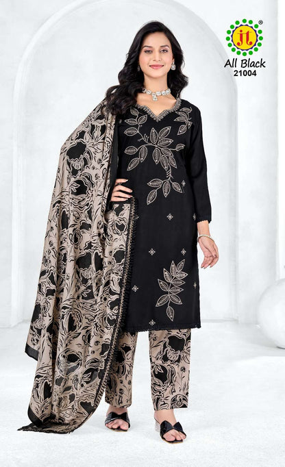 All Black Vol 21 Jt Rayon Plazzo Style Suits Manufacturer Ahmedabad