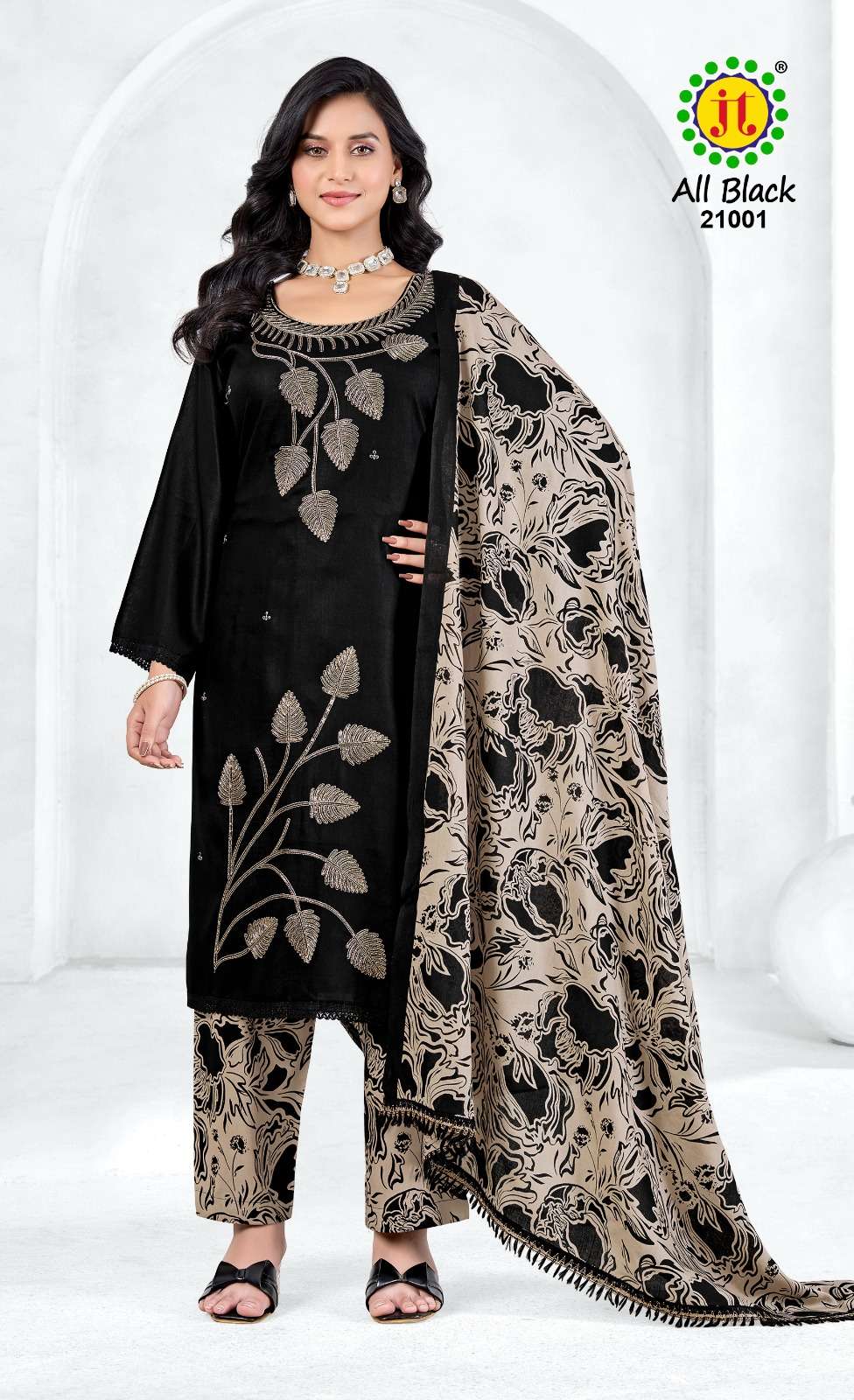All Black Vol 21 Jt Rayon Plazzo Style Suits Manufacturer Ahmedabad