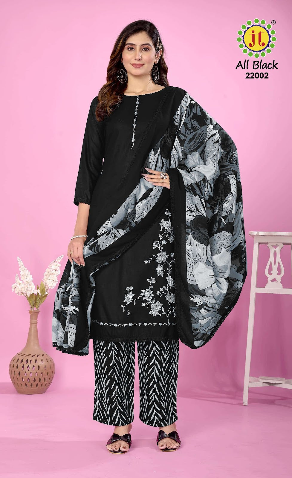 All Black Vol 22 Jt Rayon Pant Style Suits Wholesale Price