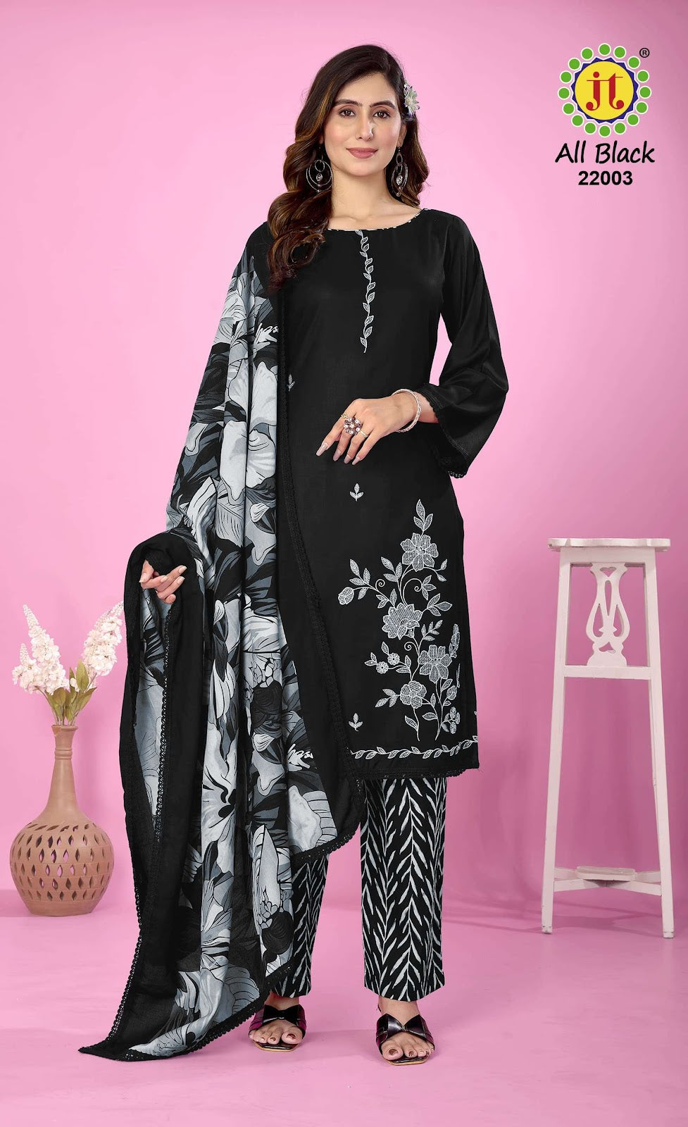 All Black Vol 22 Jt Rayon Pant Style Suits Wholesale Price