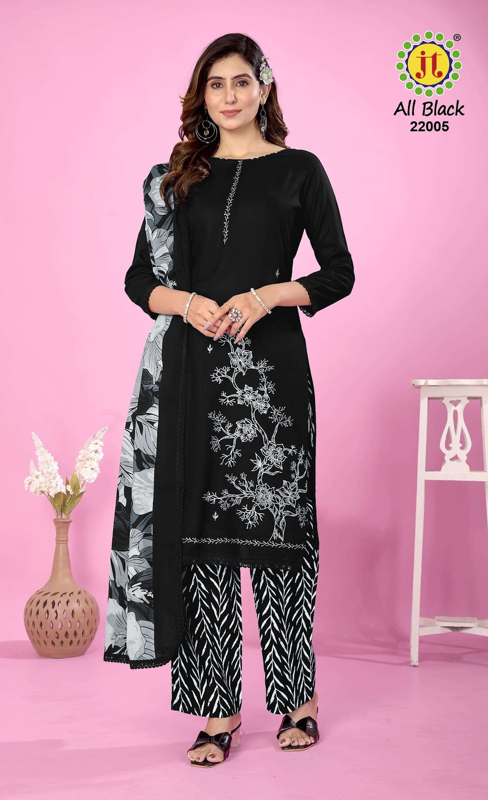 All Black Vol 22 Jt Rayon Pant Style Suits Wholesale Price