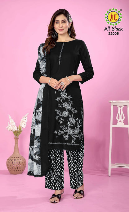 All Black Vol 22 Jt Rayon Pant Style Suits Wholesale Price