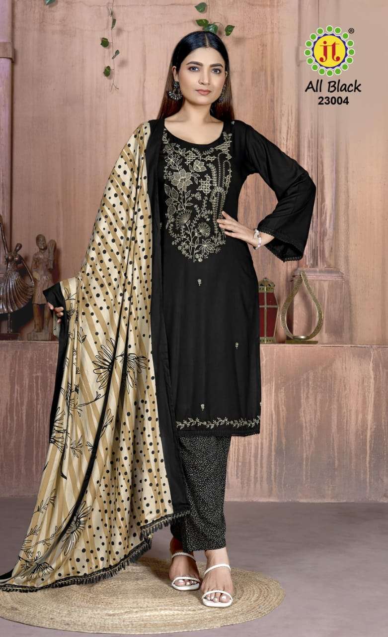All Black Vol 23 Jt Rayon Pant Style Suits Manufacturer