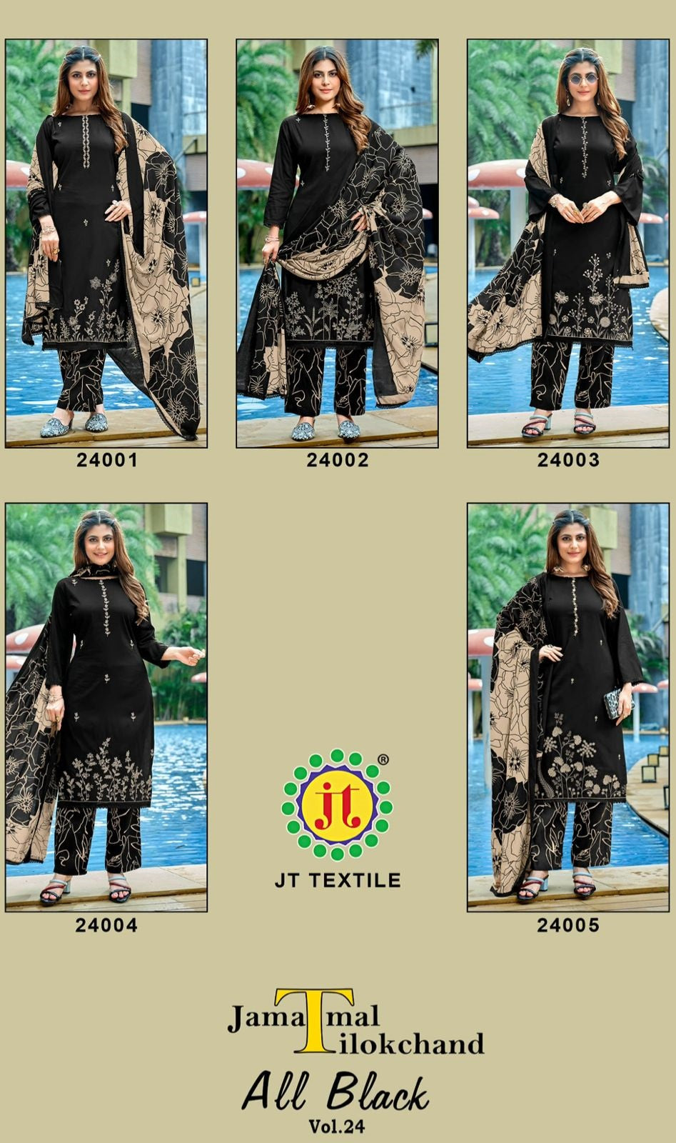 All Black Vol 24 Jt Rayon Pant Style Suits Supplier India