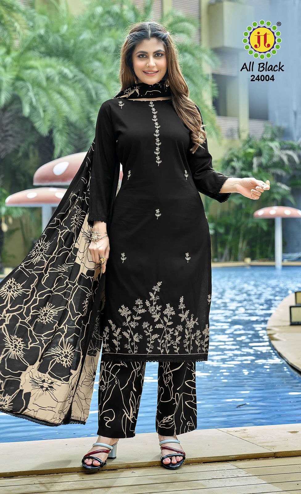 All Black Vol 24 Jt Rayon Pant Style Suits Supplier India