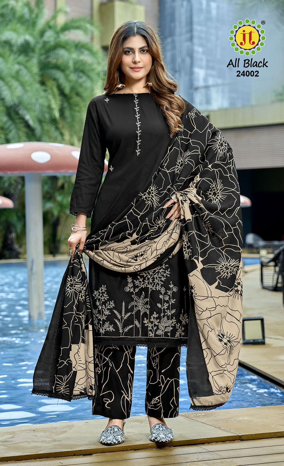 All Black Vol 24 Jt Rayon Pant Style Suits Supplier India