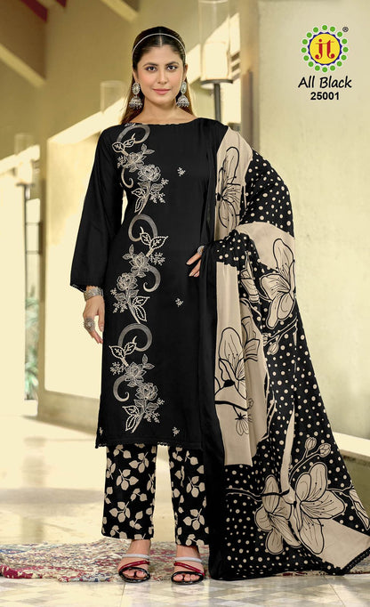 All Black Vol 25 Jt Rayon Pant Style Suits Wholesale Rate