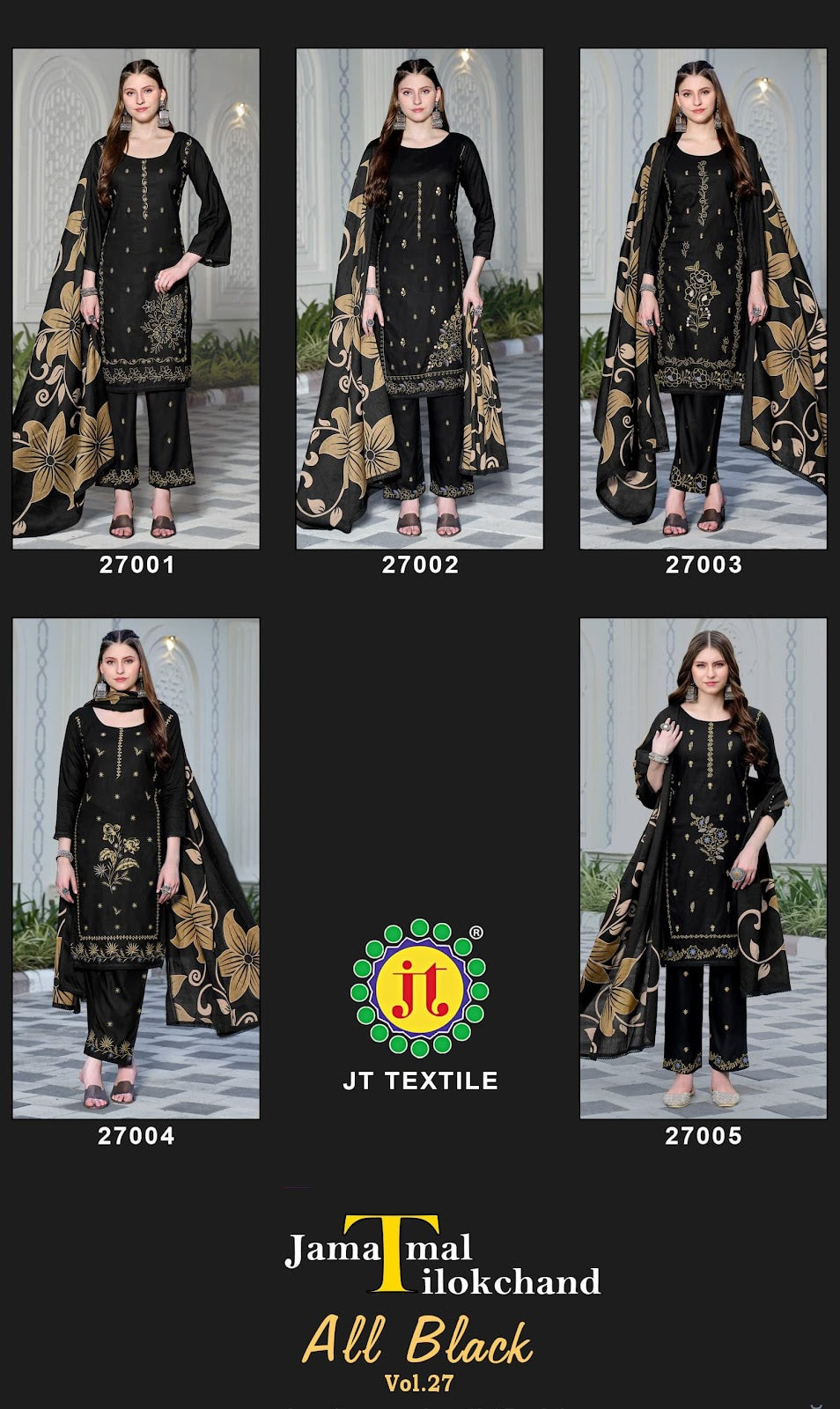 All Black Vol 27 Jt Rayon Pant Style Suits Wholesaler