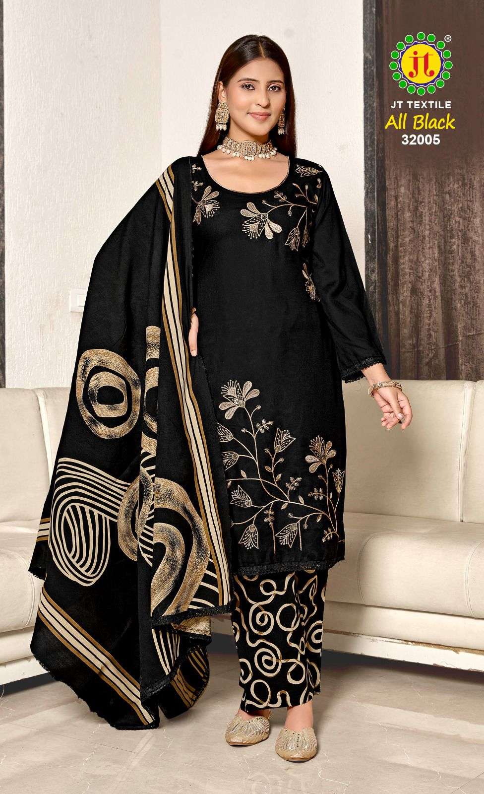 All Black Vol 32 Jt Rayon Pant Style Suits Exporter