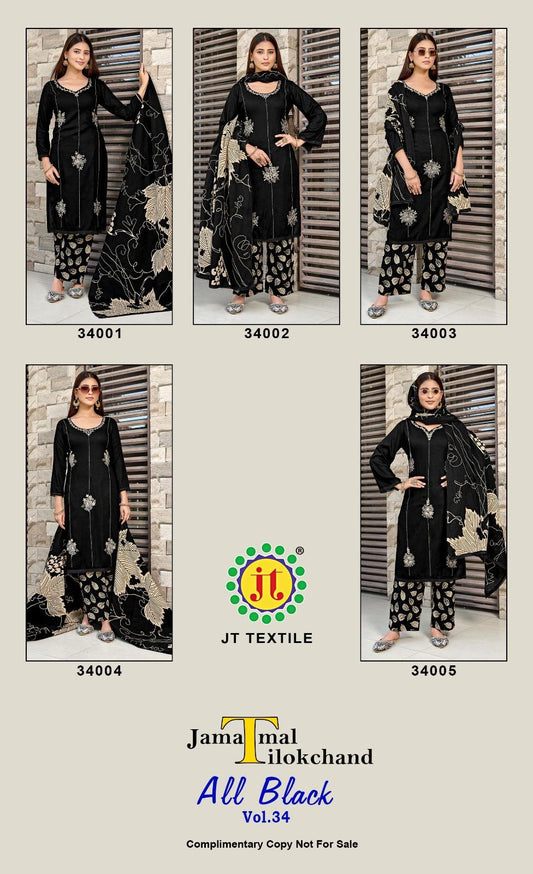 All Black Vol 34 Jt Karachi Salwar Suits Exporter India
