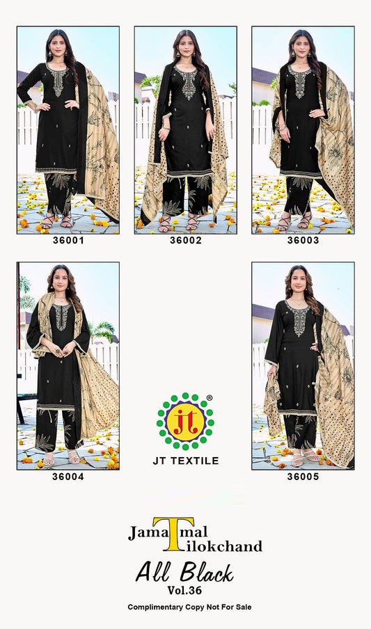 All Black Vol 36 Jt Rayon Pant Style Suits Manufacturer India