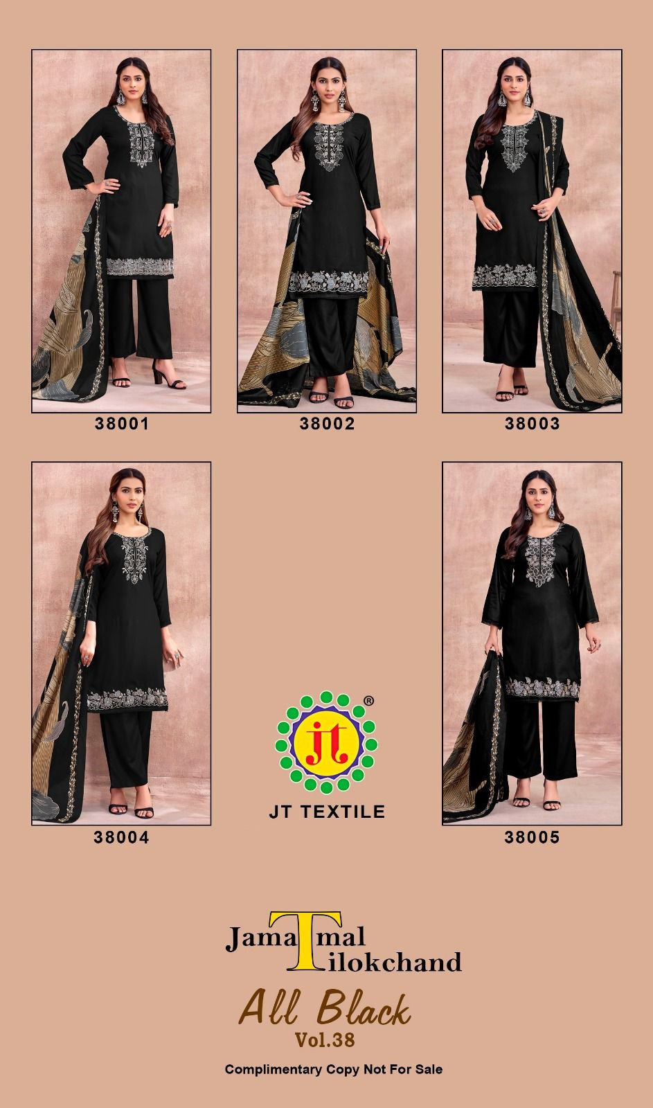All Black Vol 38 Jt Rayon Pant Style Suits Wholesaler