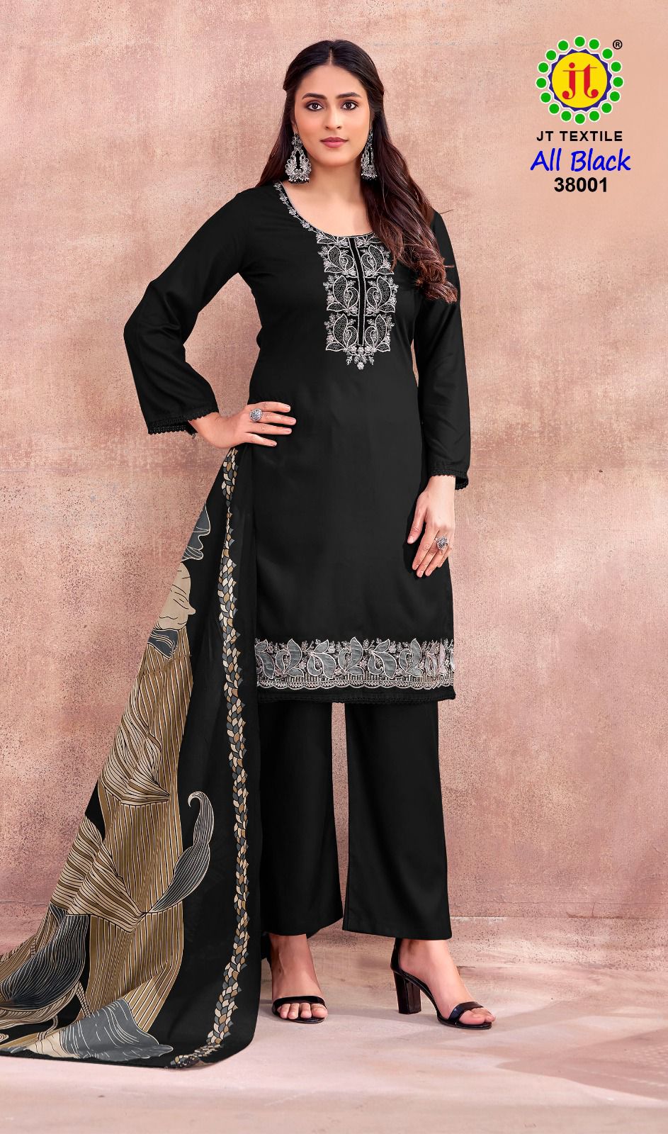 All Black Vol 38 Jt Rayon Pant Style Suits Wholesaler
