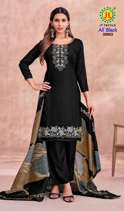 All Black Vol 38 Jt Rayon Pant Style Suits Wholesaler