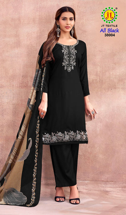 All Black Vol 38 Jt Rayon Pant Style Suits Wholesaler
