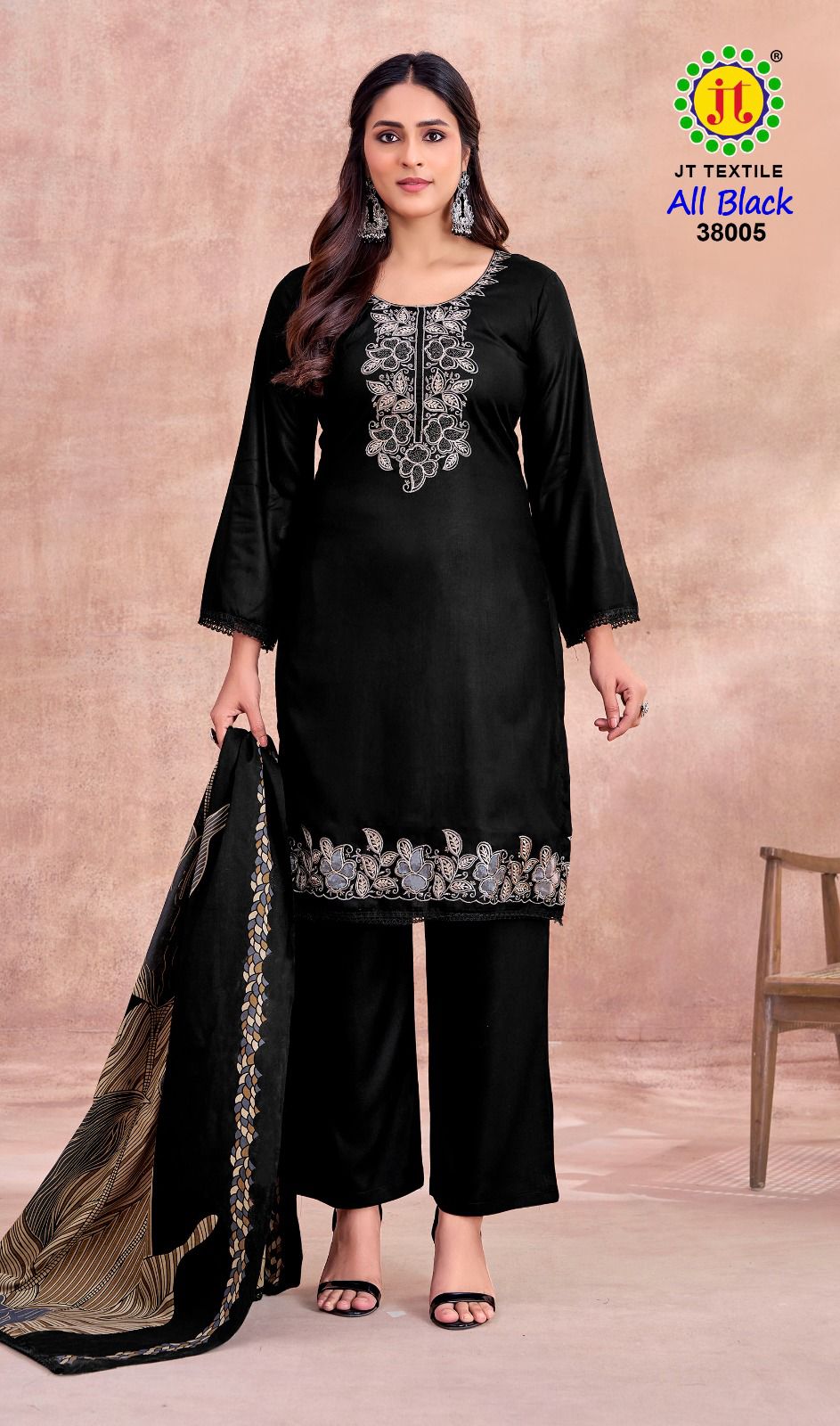 All Black Vol 38 Jt Rayon Pant Style Suits Wholesaler