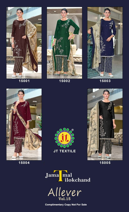 All Ever Vol 15 Jt Rayon Pant Style Suits Wholesaler