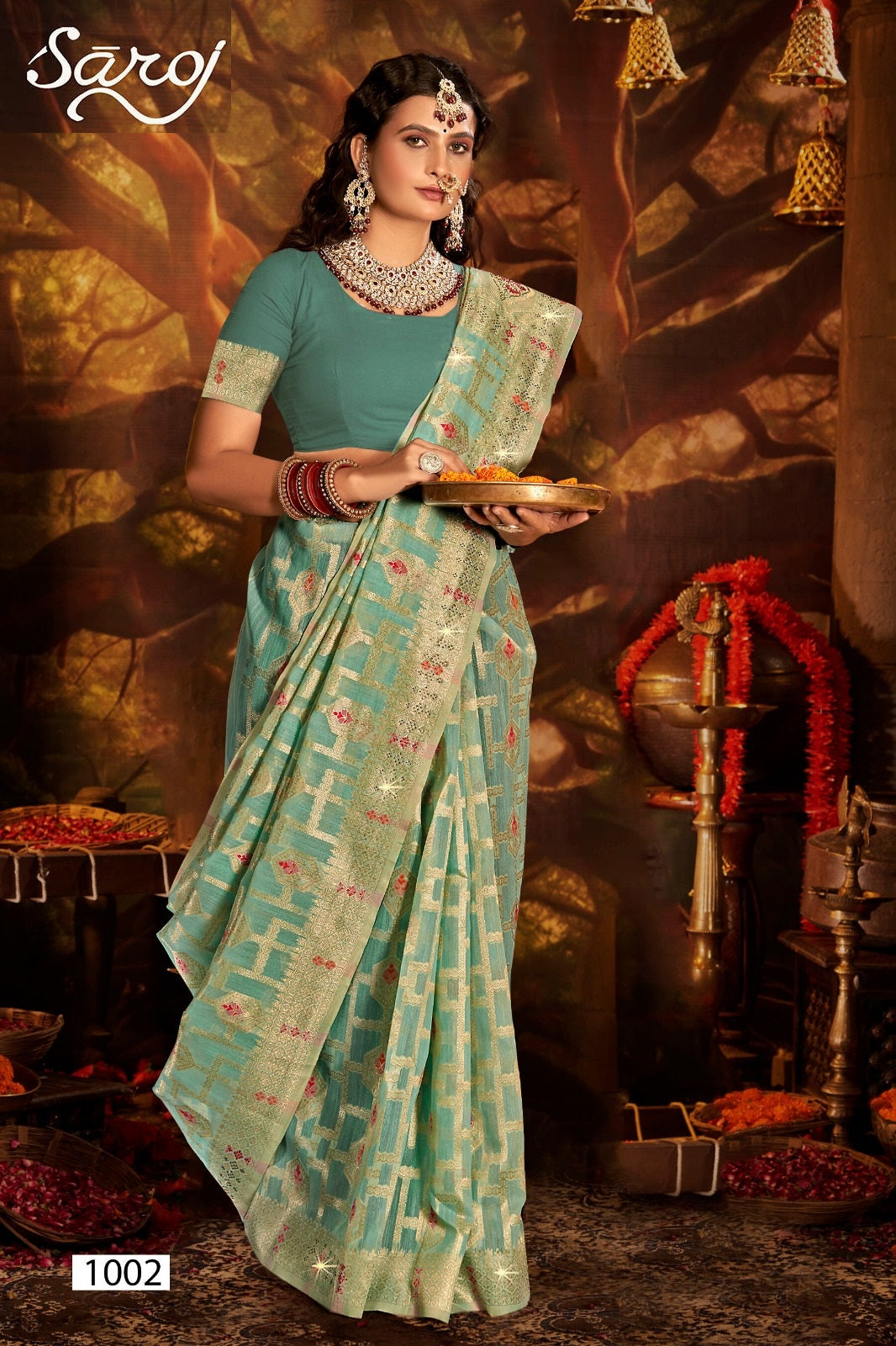 Almond Linen Saroski Vol 1 Saroj Linen Cotton Sarees Wholesaler India