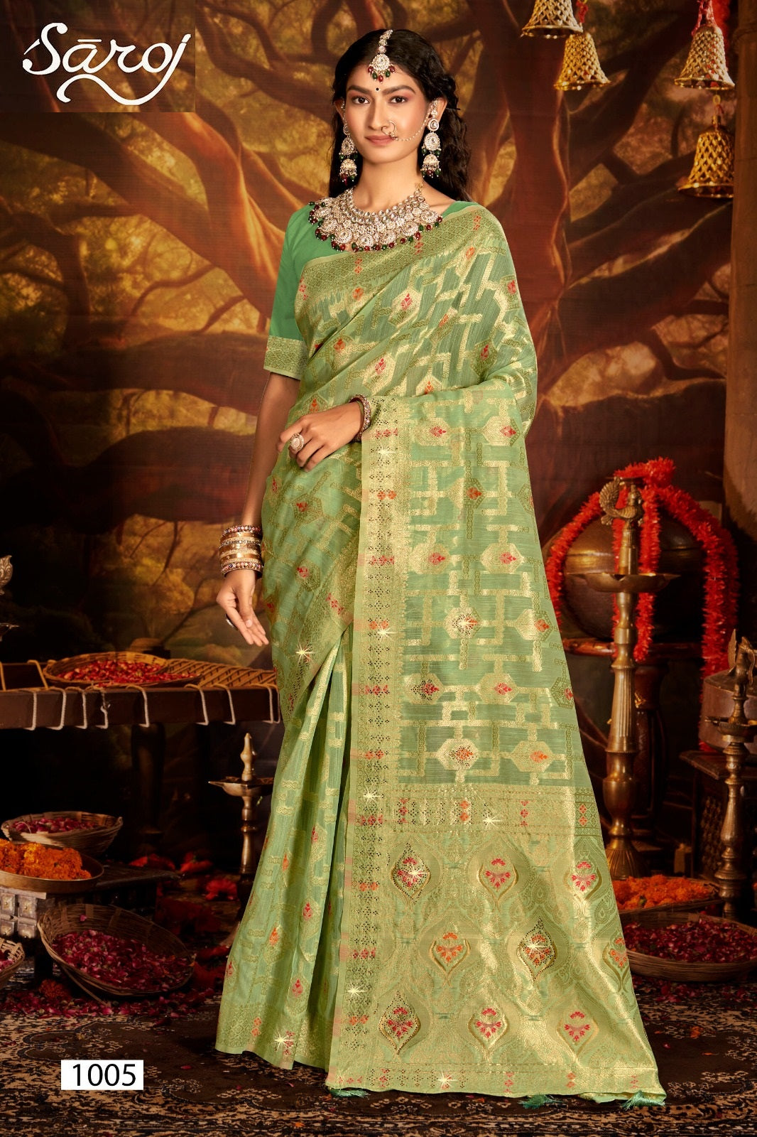Almond Linen Saroski Vol 1 Saroj Linen Cotton Sarees Wholesaler India
