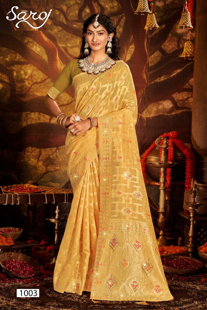 Almond Linen Saroski Vol 1 Saroj Linen Cotton Sarees Wholesaler India