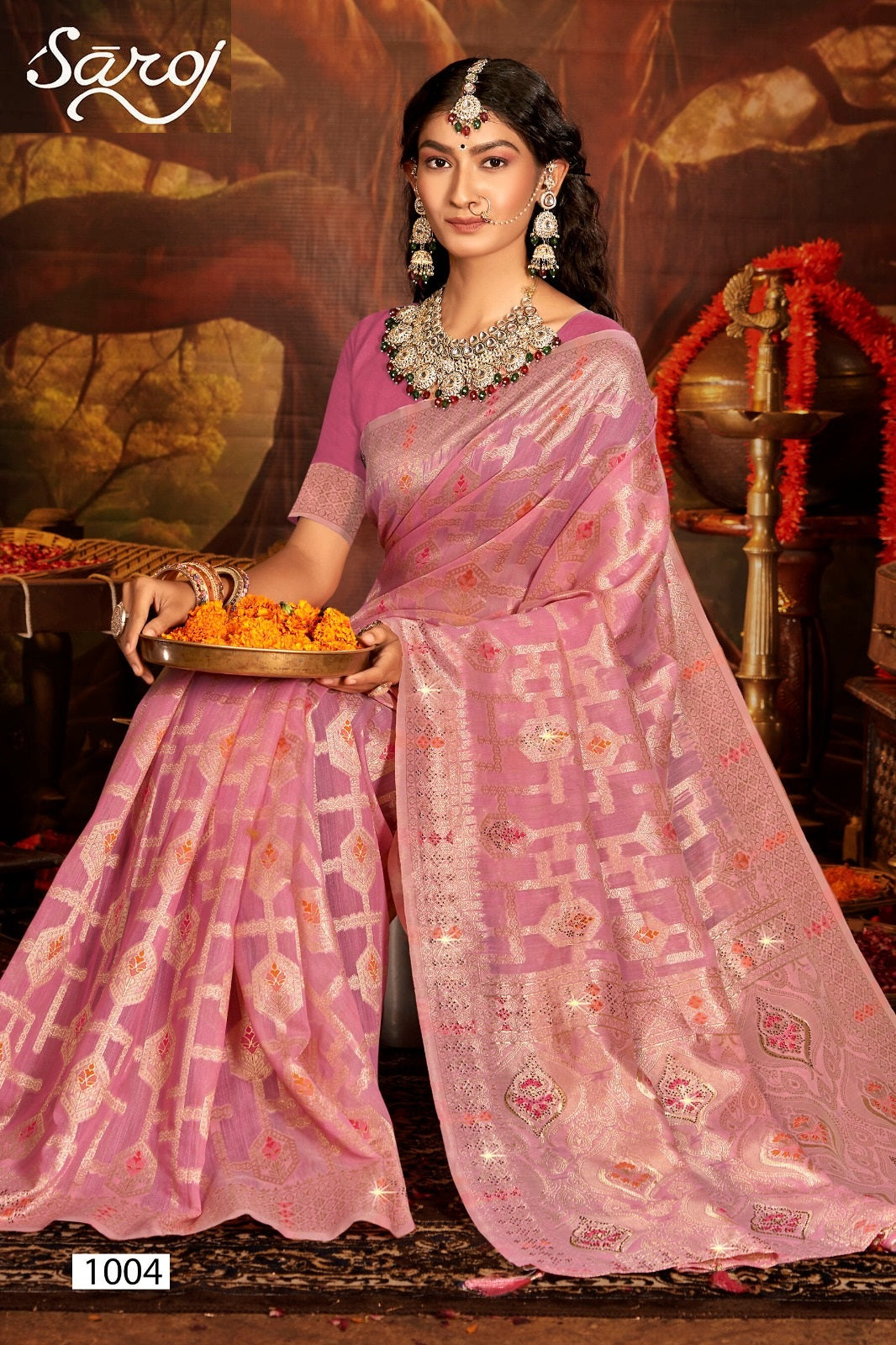 Almond Linen Saroski Vol 1 Saroj Linen Cotton Sarees Wholesaler India