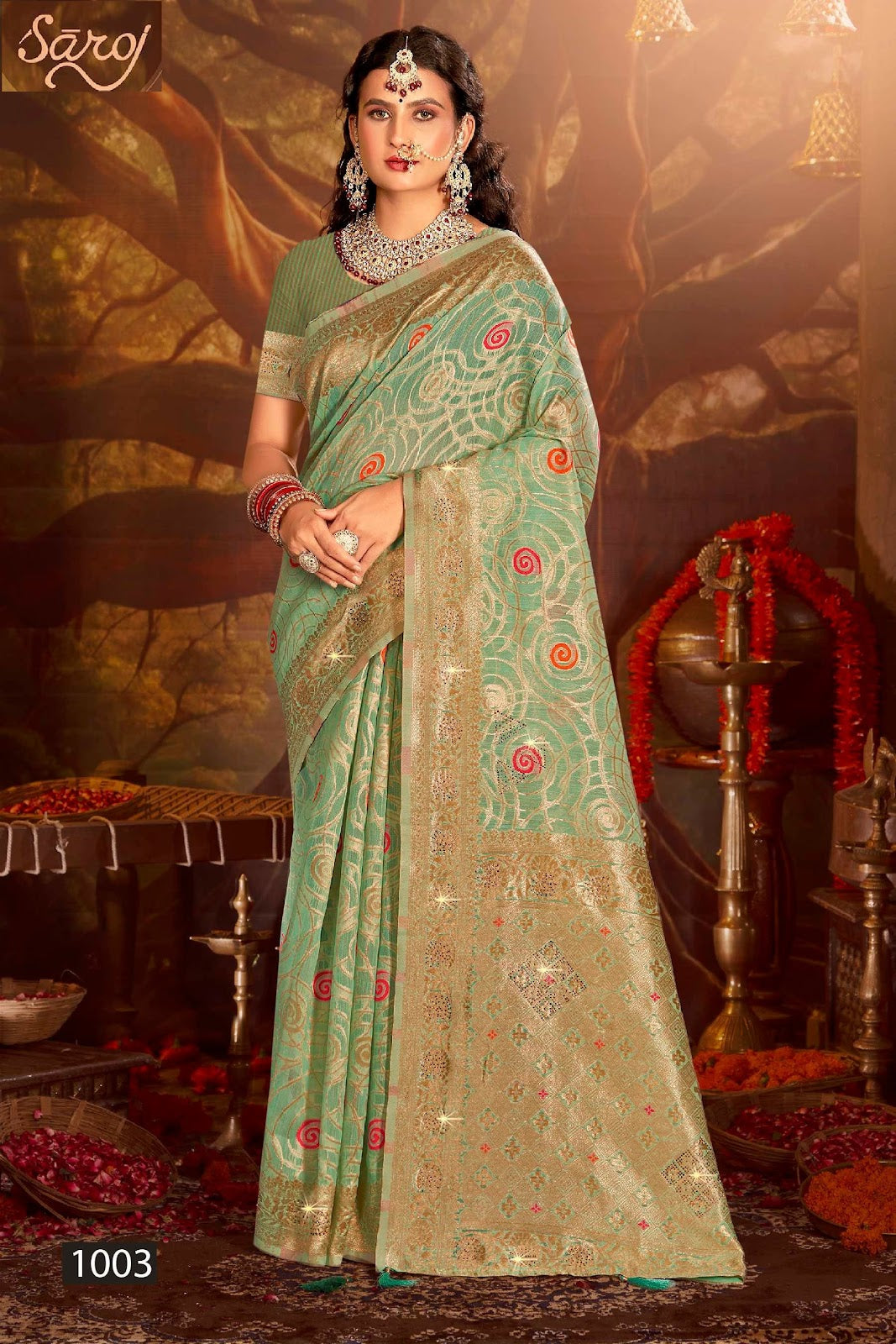 Almond Linen Saroski Vol 2 Saroj Linen Cotton Sarees Wholesaler India