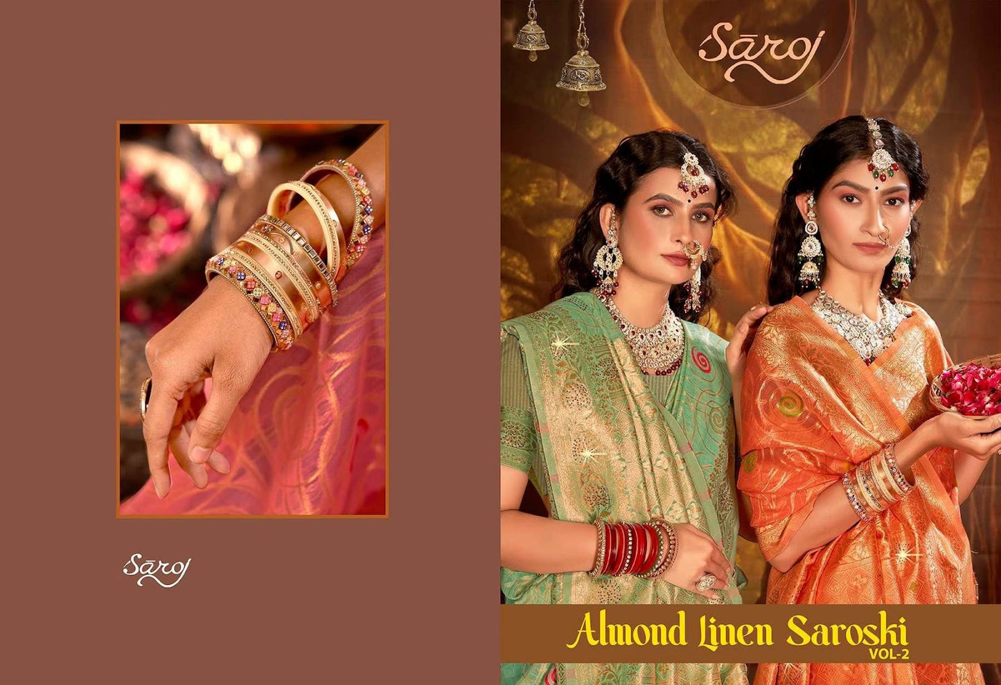 Almond Linen Saroski Vol 2 Saroj Linen Cotton Sarees Wholesaler India