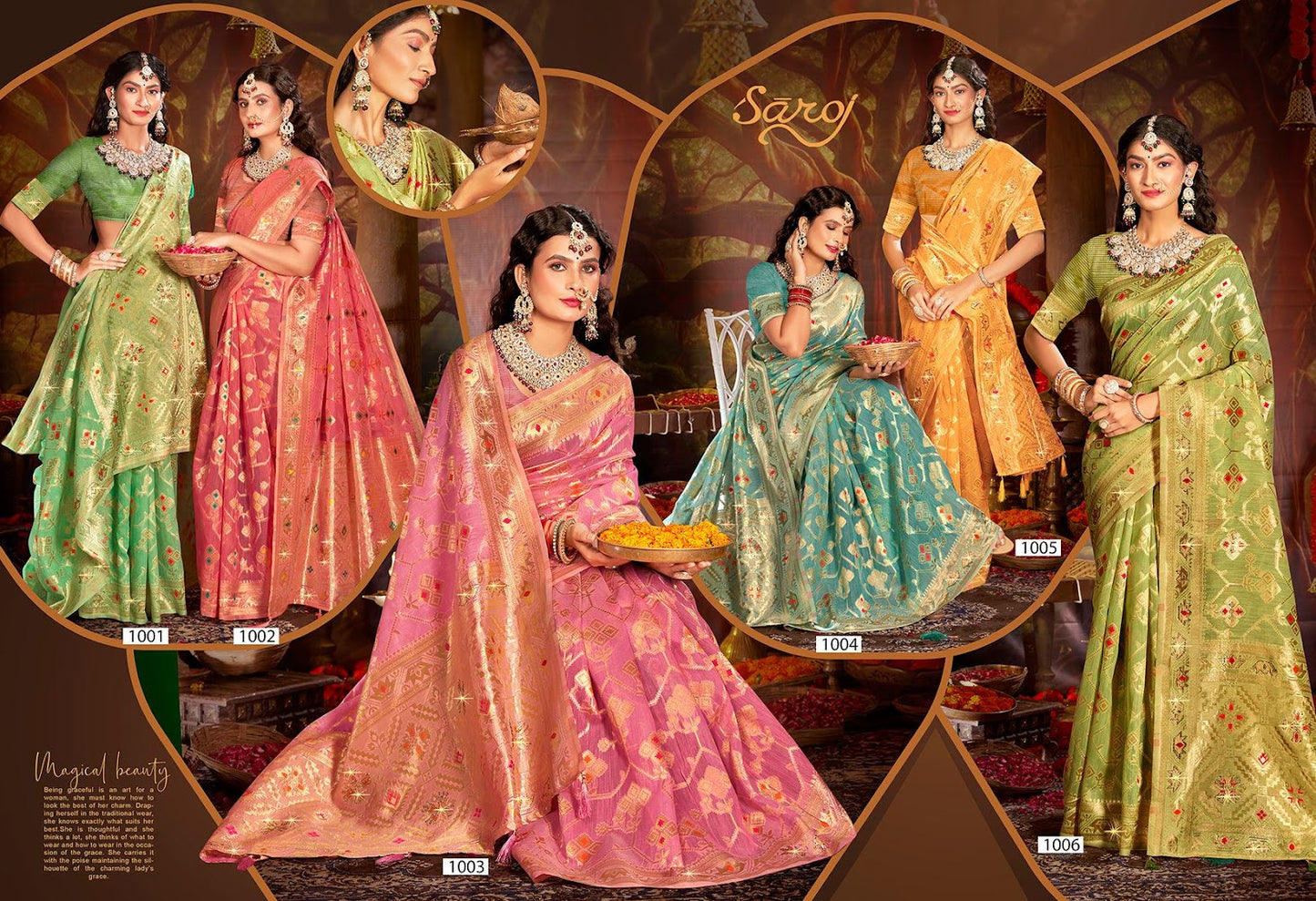 Almond Linen Saroski Vol 3 Saroj Linen Cotton Sarees Wholesaler India