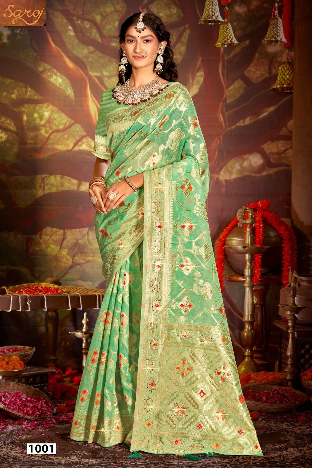 Almond Linen Saroski Vol 3 Saroj Linen Cotton Sarees Wholesaler India
