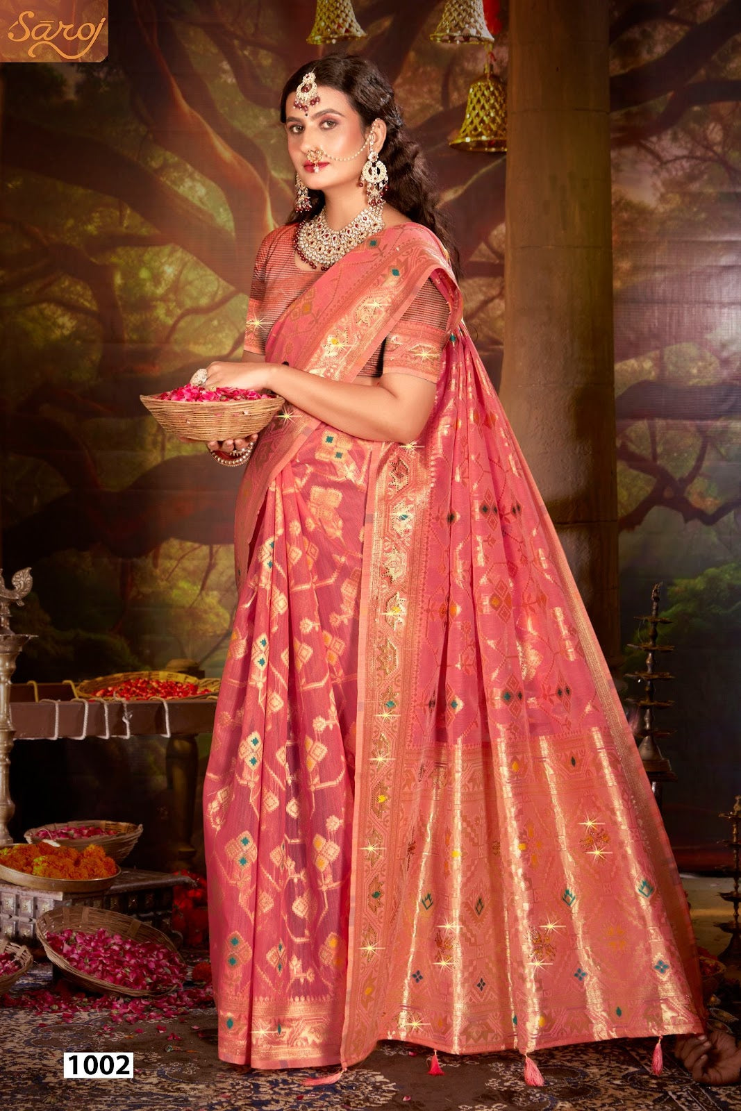 Almond Linen Saroski Vol 3 Saroj Linen Cotton Sarees Wholesaler India