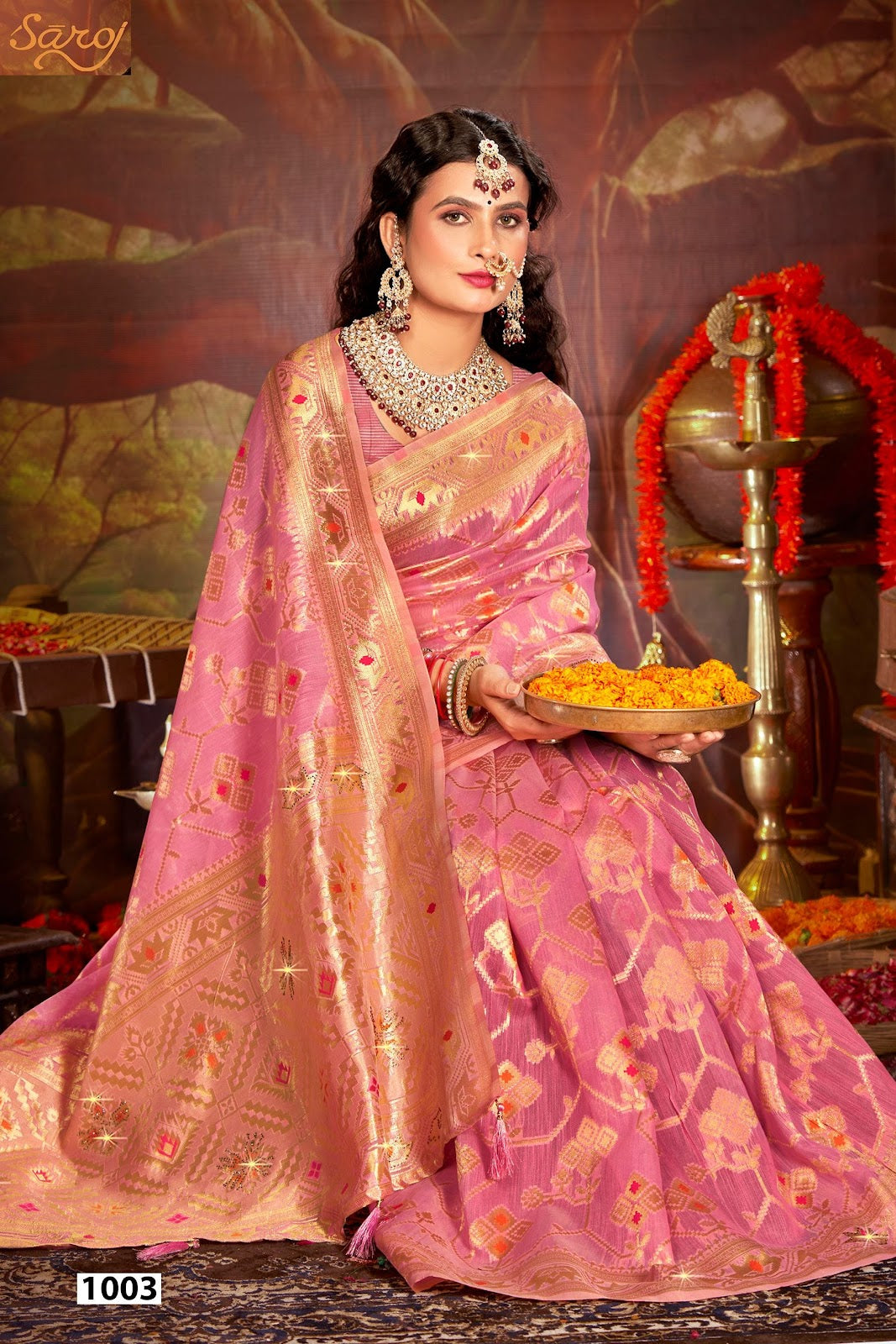 Almond Linen Saroski Vol 3 Saroj Linen Cotton Sarees Wholesaler India