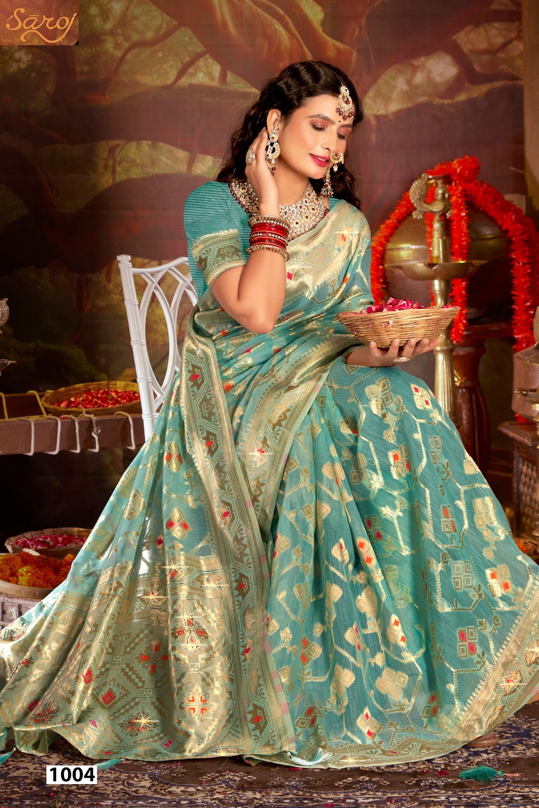 Almond Linen Saroski Vol 3 Saroj Linen Cotton Sarees Wholesaler India
