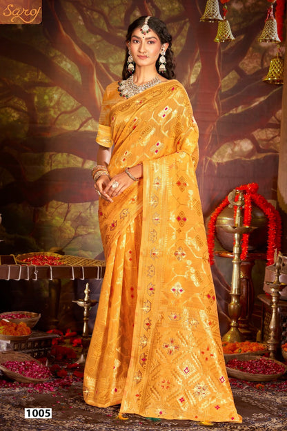 Almond Linen Saroski Vol 3 Saroj Linen Cotton Sarees Wholesaler India